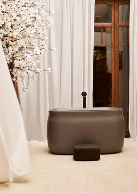 Cadă freestanding compozit Duna Ofuro gri mat, stil japonez 130 cm