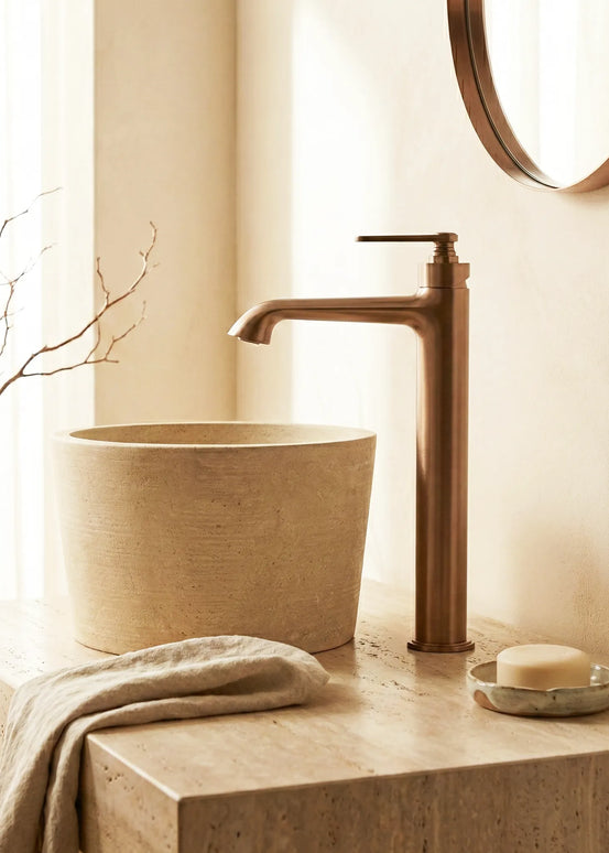 Baterie lavoar înaltă – Model Elyra – Rose gold periat