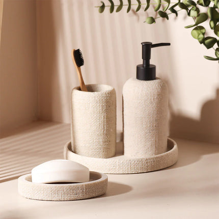 Set accesorii de baie 4 piese bej rasina