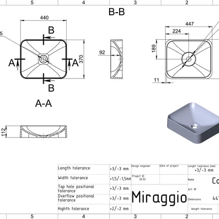 Lavoar pe blat Colorado, Miraggio www.CasaDeco.ro