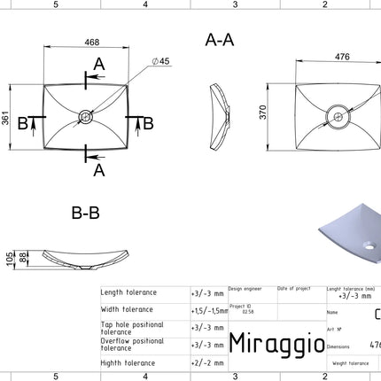 Lavoar pe blat Corona, alb lucios Miraggio www.CasaDeco.ro