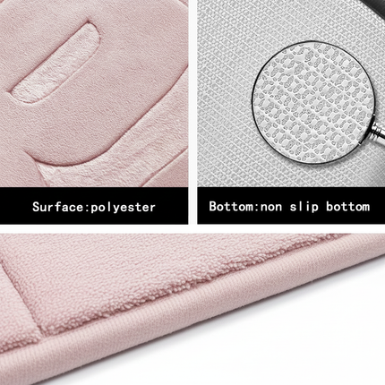 Covoraș baie cu inscripție BATH, antiderapant TRP, 45×75 cm, Roz