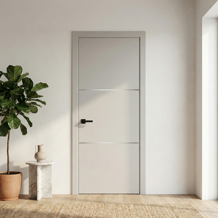 Ușă de interior PL-23 – design modern cu linii orizontale metalice