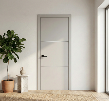 Ușă de interior PL-23 – design modern cu linii orizontale metalice