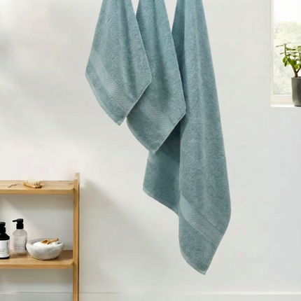 Set 3 prosoape baie, bumbac 100%, ALBASTRU DESCHIS, 75×150 cm + 40×80 cm + 50×80 cm