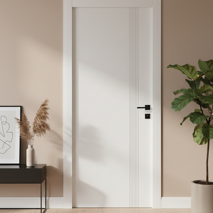 Ușă de interior albă JY-003 cu toc reglabil – stil modern minimalist, complet echipată, livrare rapidă