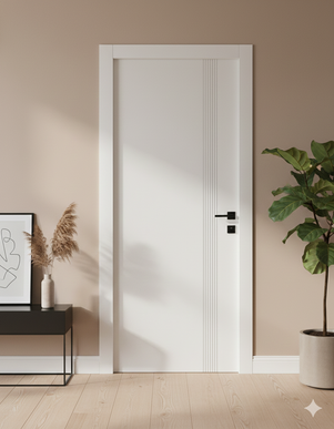 Ușă de interior albă JY-003 cu toc reglabil – stil modern minimalist, complet echipată, livrare rapidă