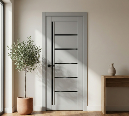 Ușă de interior T-08-cu inserții din sticlă, design modern