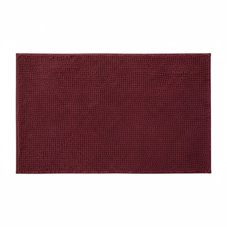 Covoraș baie din chenilia fină, strat antiderapant, 45×70 cm, Vișiniu