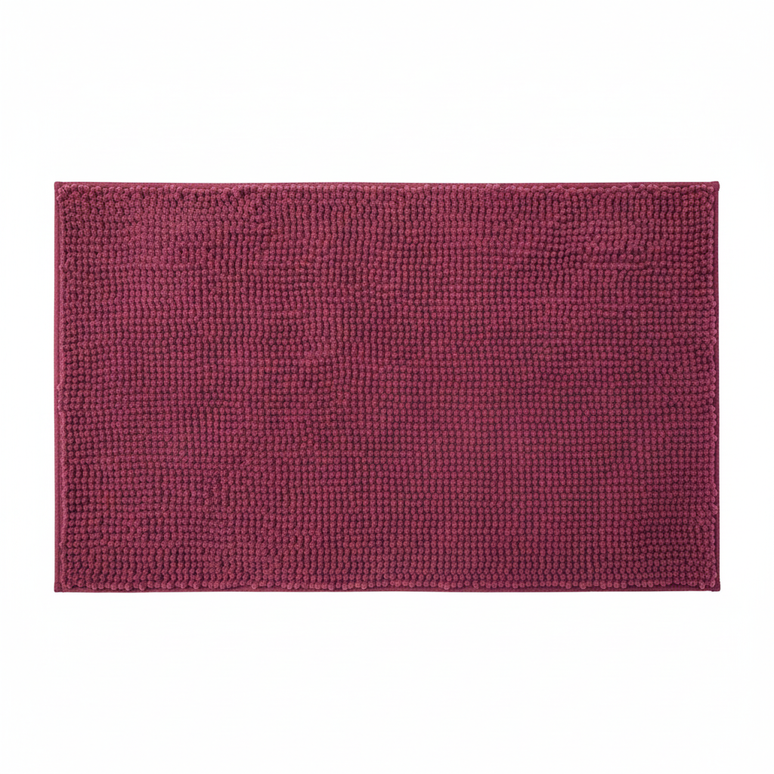 Covoraș baie din chenilia fină, strat antiderapant, 45×70 cm, Vișiniu