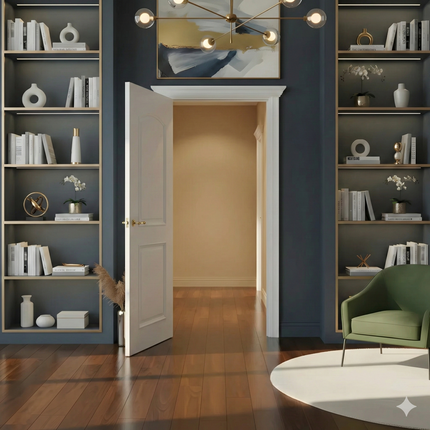 Ușă vopsită JYP-102 Alb cu panou arcuit și panou clasic profilat