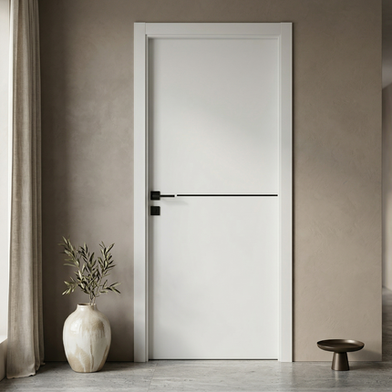 Ușă de interior JY-006 alb mat cu inserție neagră