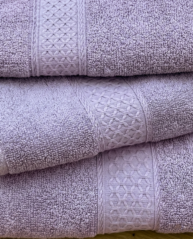 Set 3 prosoape baie, bumbac 100%, LAVANDĂ, 75×150 cm + 40×80 cm + 50×80 cm