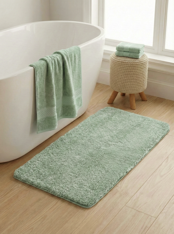 Set 3 prosoape baie, bumbac 100%, VERDE DESCHIS, 75×150 cm + 40×80 cm + 50×80 cm