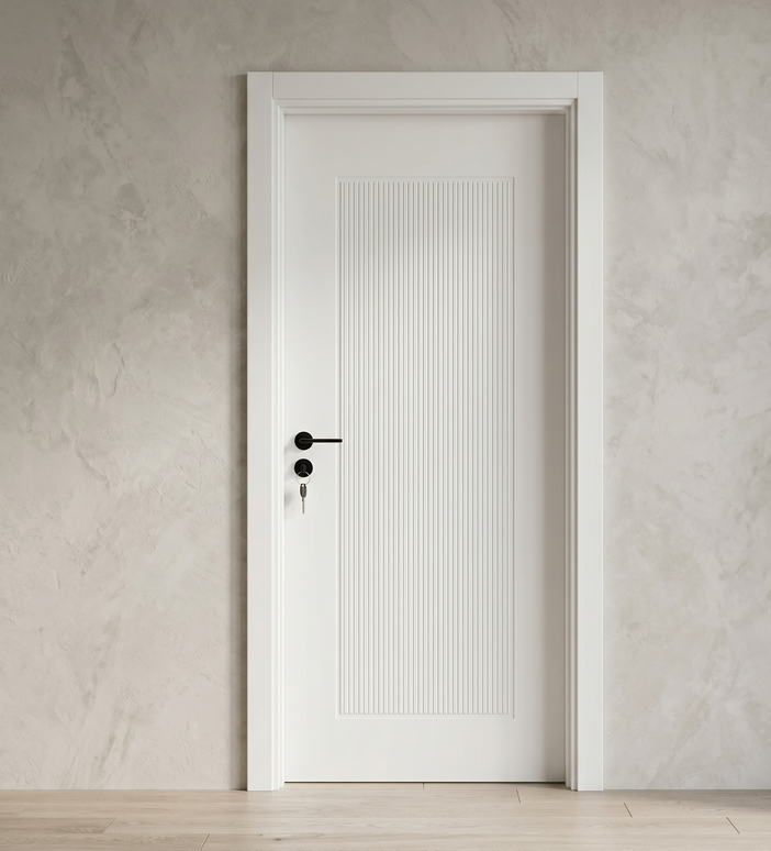 Ușă de interior albă cu panou riflat JY-DP 012