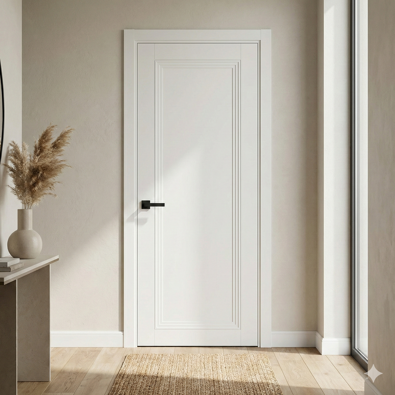 Ușă de interior T-12 albă cu casetă frezată