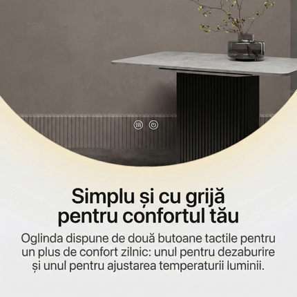 Oglindă baie LED ⌀60 cm / ⌀70 cm / ⌀80 cm / ⌀90 cm rotundă, 3 nuanțe de lumină, dezaburire și touch control J-170