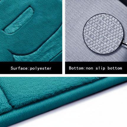 Covoraș baie cu inscripție BATH, antiderapant TRP, 45×75 cm, Albastru