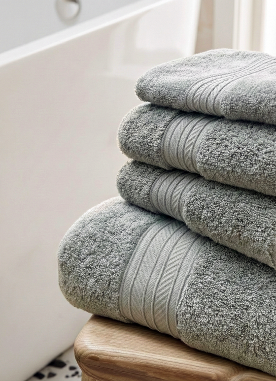 Set prosoape premium 4 piese, baie + mâini, 100% bumbac, gri