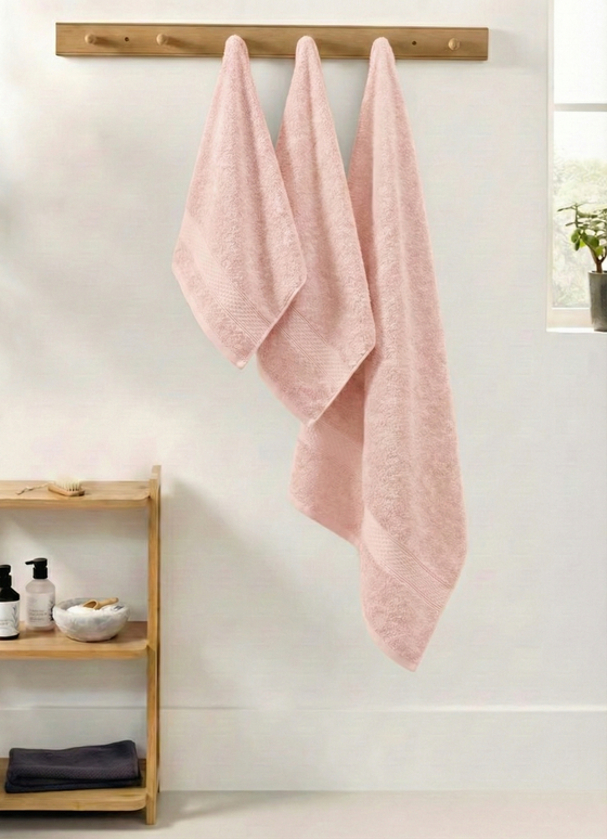 Set 3 prosoape baie, bumbac 100%, ROZ DESCHIS, 75×150 cm + 40×80 cm + 50×80 cm