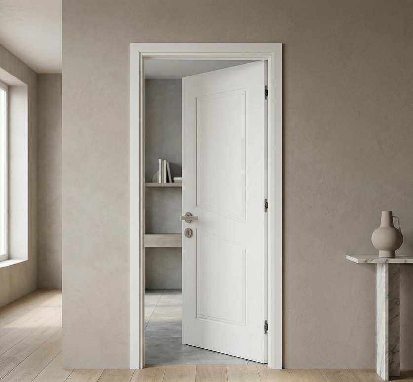 Ușă de interior JY-007-alb cu panouri geometrice