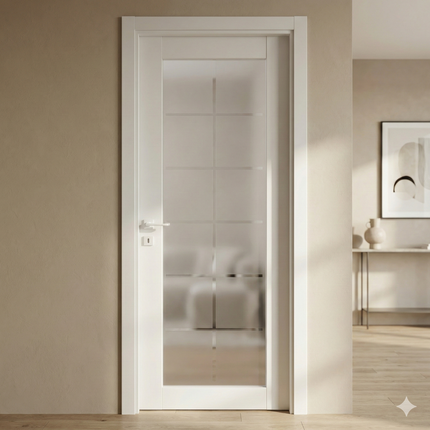 Ușă interior Loft Porto – Alb mat vopsit cu sticlă