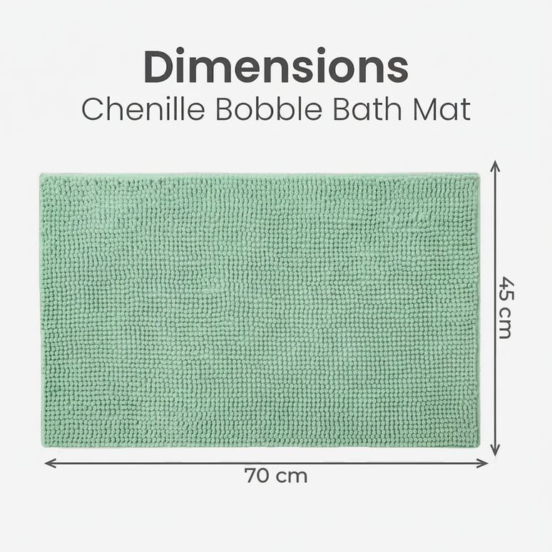 Covoraș baie din chenilia fină, strat antiderapant, 45×70 cm, Verde menta