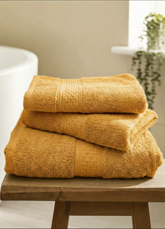 Set 3 prosoape baie, bumbac 100%, PORTOCALIU, 75×150 cm + 40×80 cm + 50×80 cm