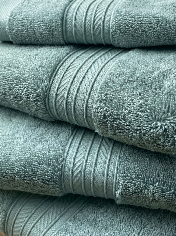 Set prosoape premium 4 piese, baie + mâini, 100% bumbac, turcoaz
