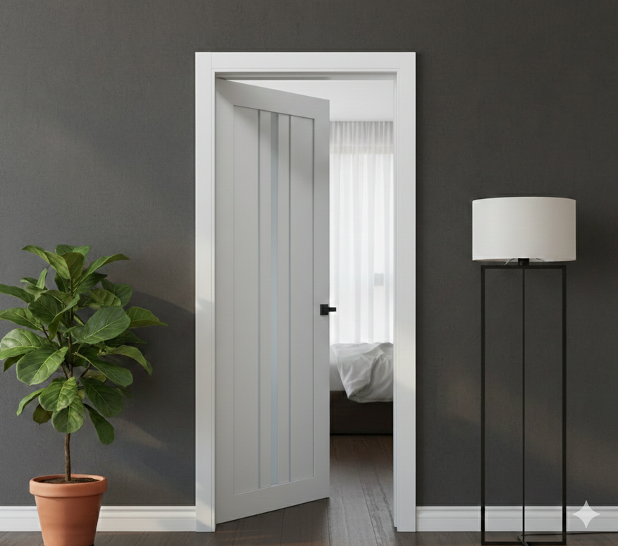 Ușă de interior T03 cu inserții verticale din sticlă