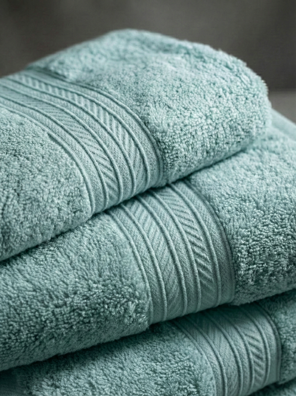 Set prosoape premium 4 piese, baie + mâini, 100% bumbac, turcoaz