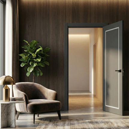 Ușă de interior T-18 cu chenar din sticlă, design modern elegant