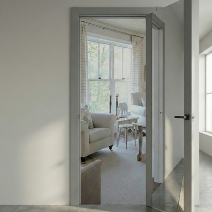 Ușă de interior PL-14 – design simetric cu oglindă/sticlă aplicată