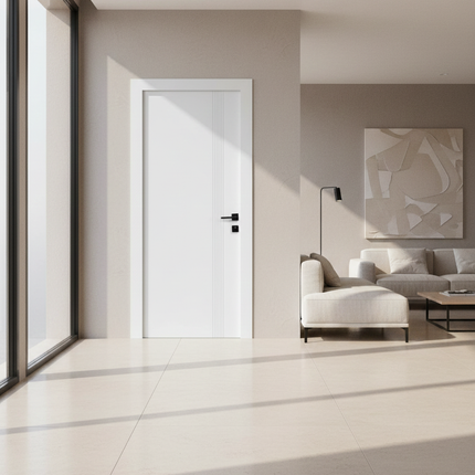 Ușă de interior albă JY-003 cu toc reglabil – stil modern minimalist, complet echipată, livrare rapidă