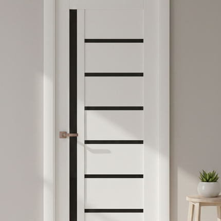 Ușă de interior ML-16 cu design asimetric și sticlă satinată laterală