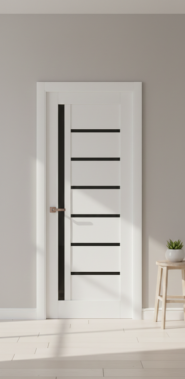 Ușă de interior ML-16 cu design asimetric și sticlă satinată laterală