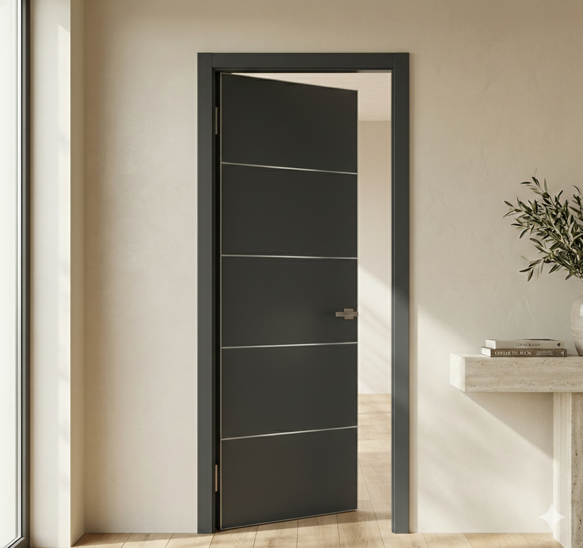 Ușă de interior PL-02 – design modern cu inserții metalice