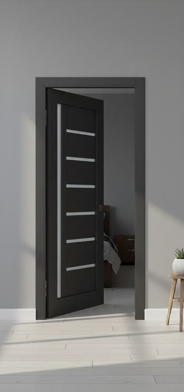 Ușă de interior ML-16 cu design asimetric și sticlă satinată laterală