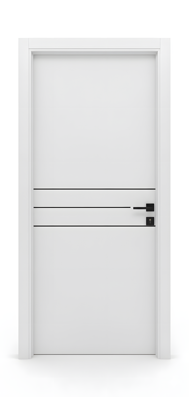 Ușă interior JY-005 alb mat cu 3 inserții negre
