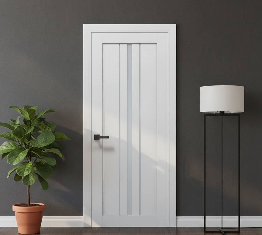Ușă de interior T03 cu inserții verticale din sticlă