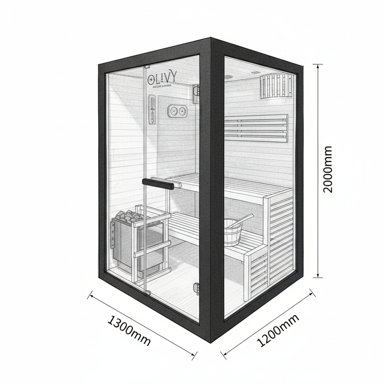 Saună finlandeză din lemn Hemlock pentru 2-3 persoane – Premium Home Spa