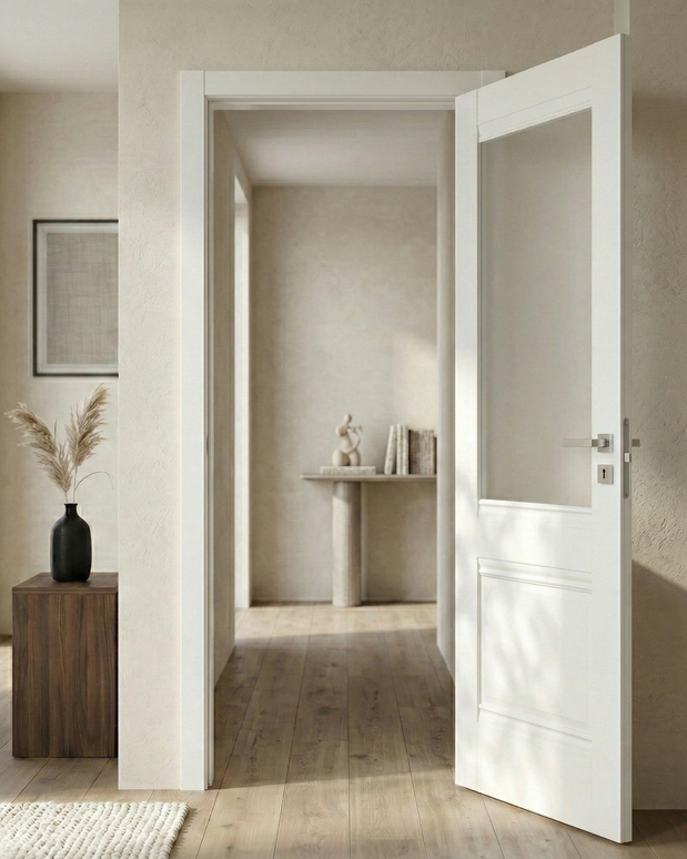 Ușă interior Valencia G White Silk Mat-Sticlă satinată