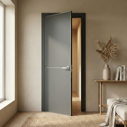 Ușă de interior PL-21 – design minimalist cu accent metalic