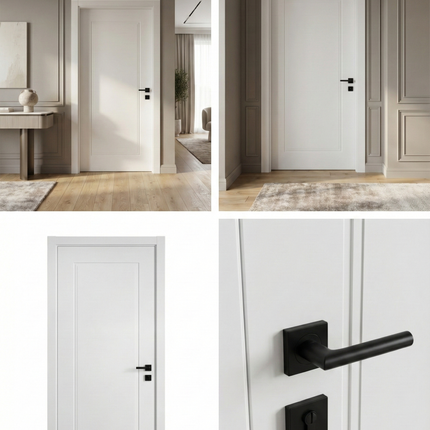 Ușă de interior albă JY-004 cu toc reglabil – design modern mat, complet echipată, livrare rapidă