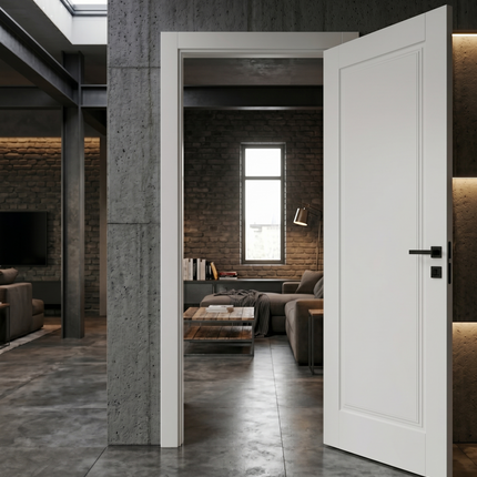 Ușă de interior albă JY-004 cu toc reglabil – design modern mat, complet echipată, livrare rapidă