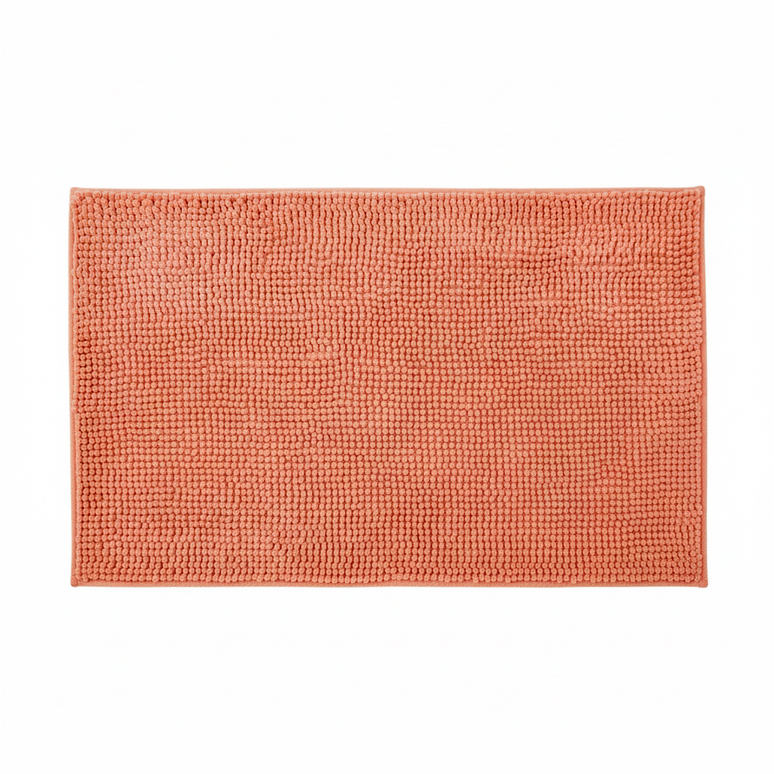 Covoraș baie din chenilia fină, strat antiderapant, 45×70 cm, Somon cald
