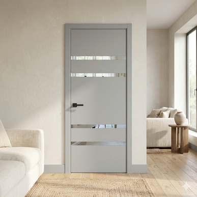 Ușă de interior PL-27 – design modern cu 4 fâșii din oglindă/sticlă aplicată
