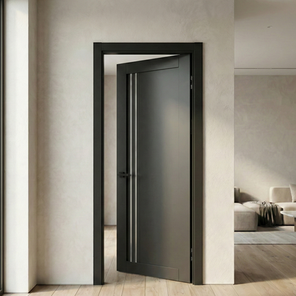 Ușă de interior T-09-cu inserții verticale din sticlă
