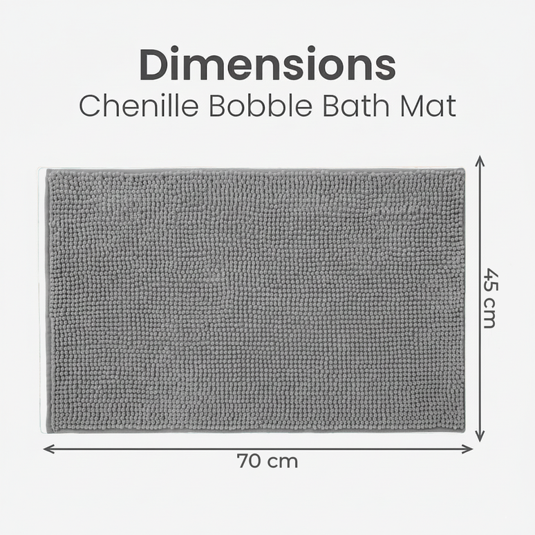 Covoraș baie din chenilia fină, strat antiderapant, 45×70 cm, Gri