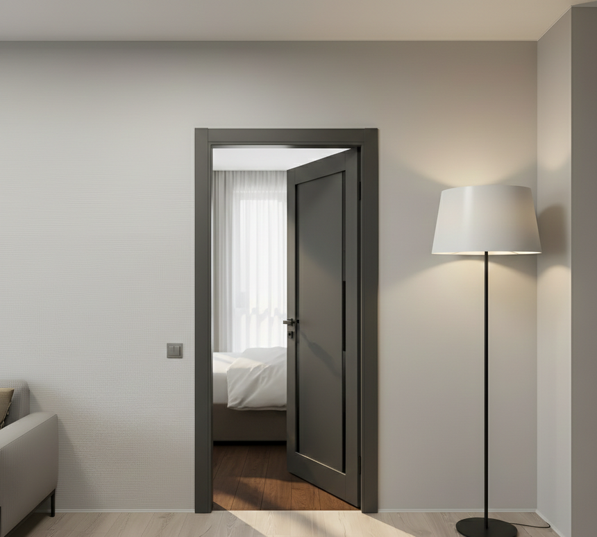 Ușă de interior antracit ML-62 cu două benzi de sticlă neagră